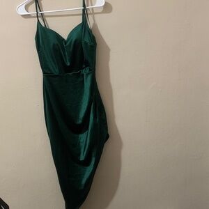 Windsor Asymmetrical Green Dress with Spaghetti Straps